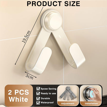 2 Pack Pot Lid Holder - Adjustable Wall-Mounted Pot Lid Organizer for cabinet with Suction Cup, Heavy Duty Multifunctional Hooks for Cutting Board, Pan (White)