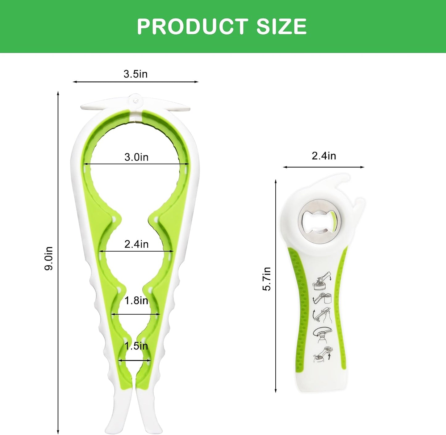 Jar Opener for Weak Hands, Seniors with Arthritis, 5 in 1 Multi Function Bottle Opener Lid Opener For Arthritic Hands