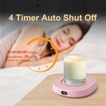 Cat Mug Coffee Mug Warmer Set for Desk Electric Heated Tea Cup Candle Plate | Cute Cat Cup Warmer Set, Self Heating Tea Warmer for Office Home, 8Hrs Auto Shut Off 4 Temperature Setting, Christmas Gift