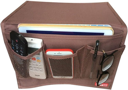 Bedside Storage Organizer with Pockets, Bedside Caddy, Table Cabinet Storage Organizer, TV Remote Control, Phones, Magazines, Tablets, Accessories, Grey