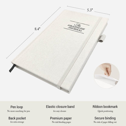 The Gratitude Journal 2026: Daily Gratitude Practice to Inspire Thankfulness, Mindfulness, Positivity, Happiness, Upgraded with Pen Holder, Inner Pocket & Elastic Closure Band (Beige)