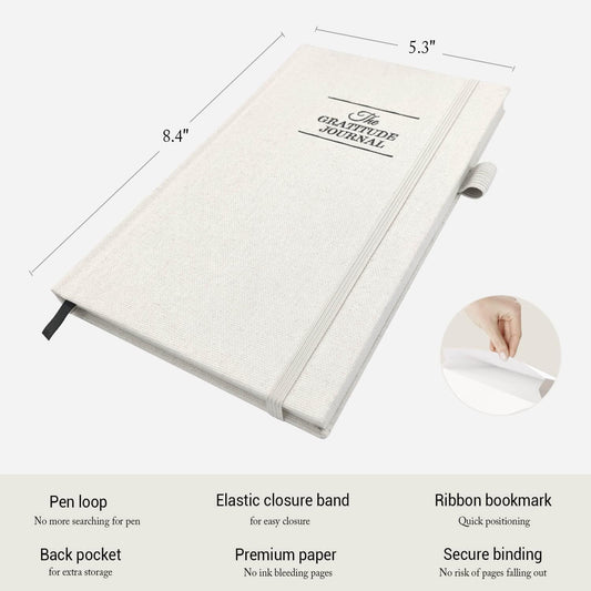 The Gratitude Journal 2026: Daily Gratitude Practice to Inspire Thankfulness, Mindfulness, Positivity, Happiness, Upgraded with Pen Holder, Inner Pocket & Elastic Closure Band (Beige)