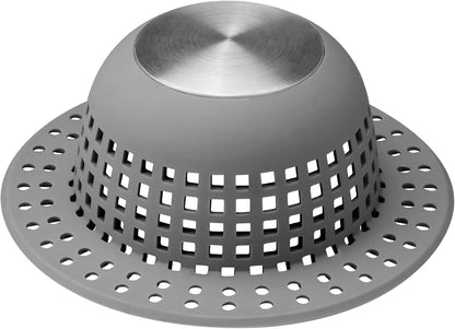 Aluvor Shower Drain Hair Catcher Bathtub Drain Cover Sink Drain Protector | Bathroom Sink & Bathtub Drain Strainer for Pop-Up & Regular Drains, Silver Grey