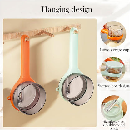 2PCS Peeling Knife with Container,Double-Sided Stainless Steel Multifunctional Kitchenware Set,Vegetable Peeler with Catcher for Cooking Camping Kitchen Fast Peeling Tool