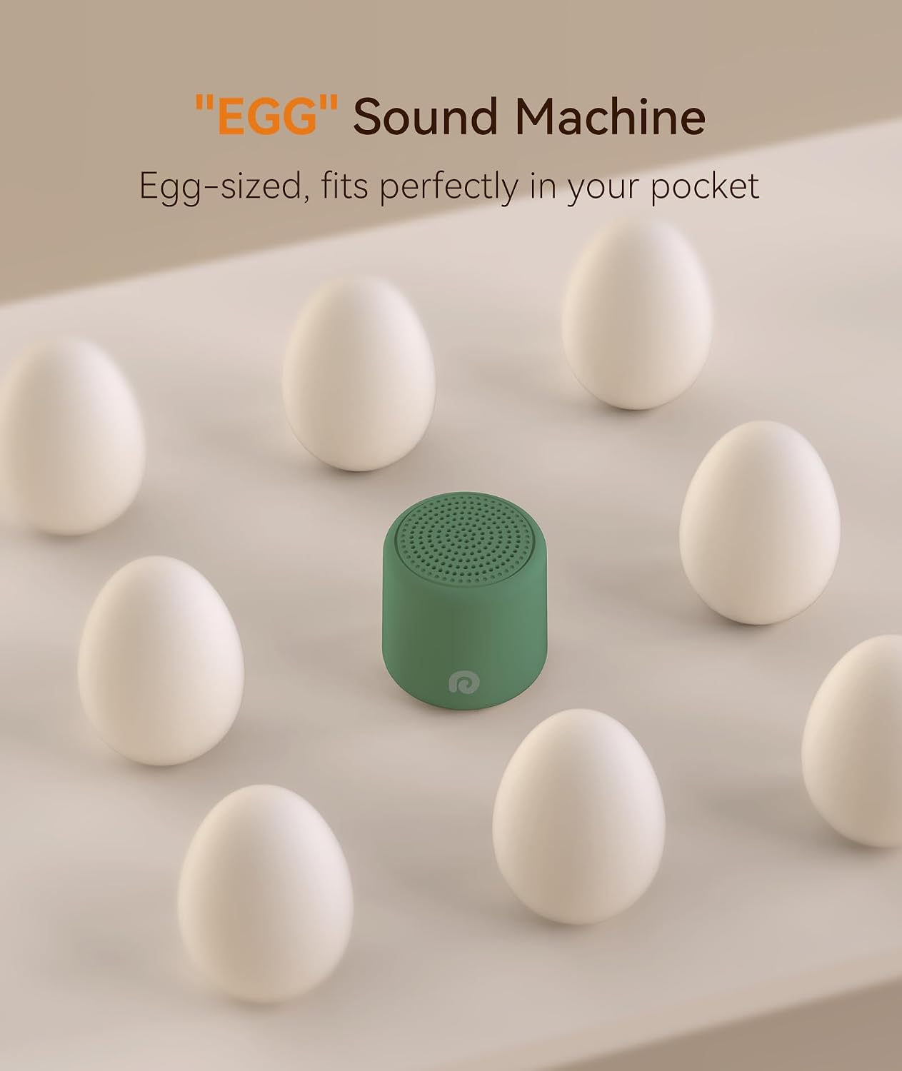 Dreamegg Portable White Noise Machine, 1000mAh Battery, Travel Sleep, Cream | Egg-Sized, 16 Sounds, USB-C, Timer, Baby & Adults, Office Privacy, Gift Use