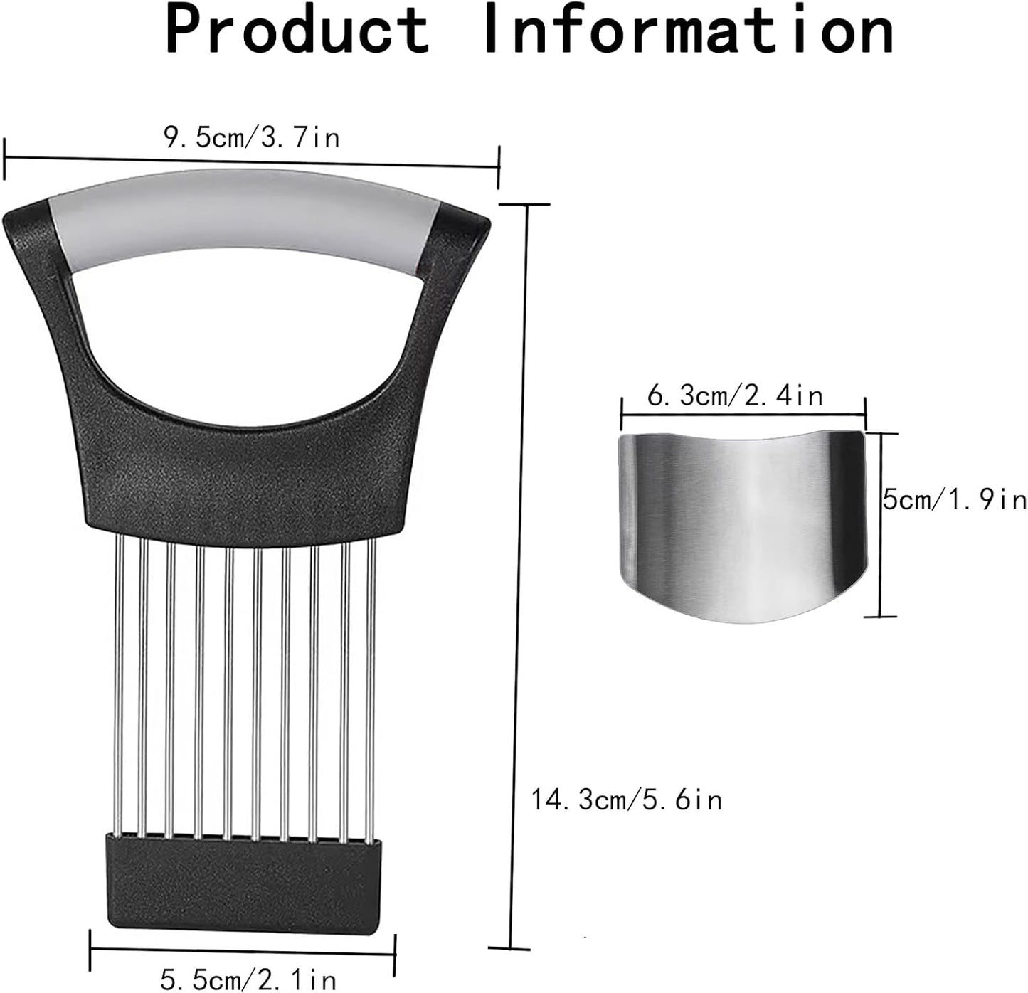 2Pcs Stainless Steel Onion Slicer Holder with Finger Guards, Multi-Purpose Fruit Vegetable Cutting Kitchen Tool