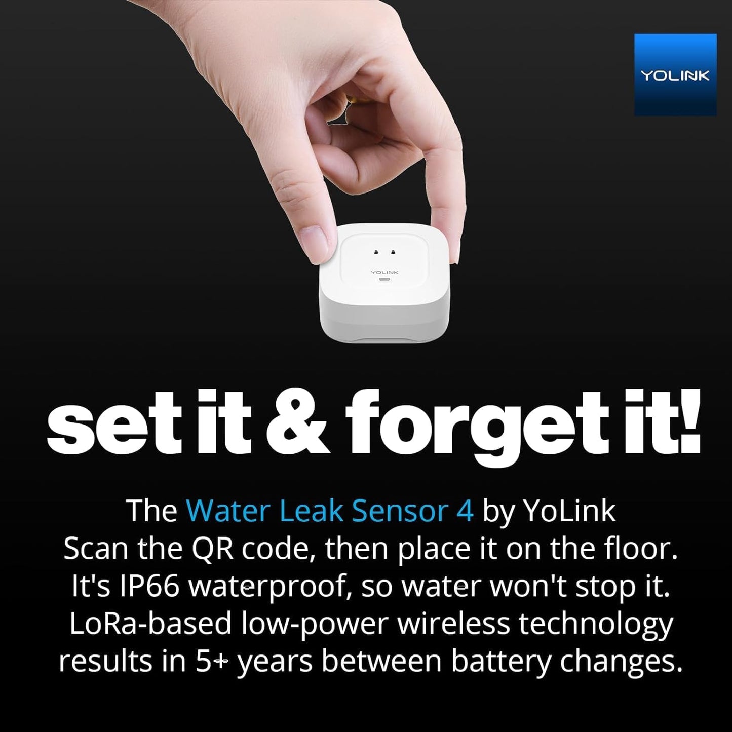 YoLink Water Leak Starter Kit: Hub + 6 Leak Sensor 4 (105 dB Siren), LoRa Long-Range, App/SMS/Email Alerts, D2D Offline, 2 AAA Up to 5-Year Battery, Compatible with Alexa/IFTTT/Home Assistant