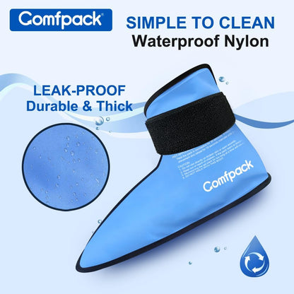 Comfpack Large Foot Ice Pack Wrap for Full Foot Ankle Pain Relief, Long Lasting Cold Ice Boot for Swelling After Surgery, Sore Feet, Broken Foot, Plantar Fasciitis, Gout, Bunion