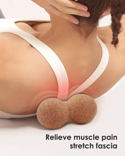 KITWILD Cork Peanut Massage Ball | Peanut Double Lacrosse Massage Ball, Deep Tissue Muscle Massage, Myofascial Release, Muscle Knots, Yoga Therapy