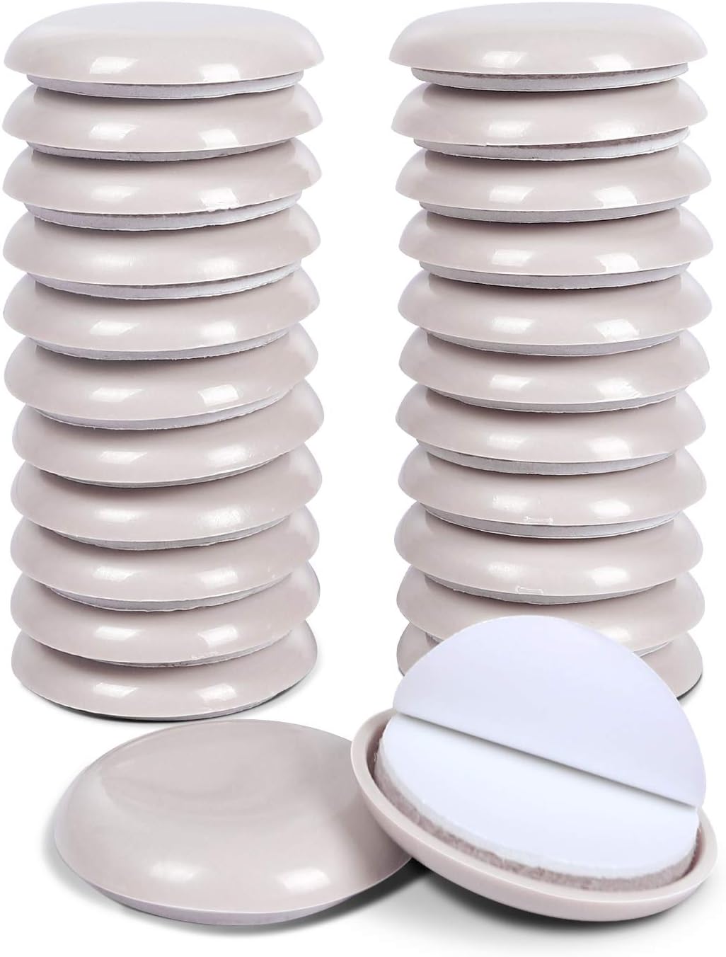 Ezprotekt 16 Pack Self-Stick Furniture Chair Leg Sliders for Carpet, 2-1/8" Self-Adhesive Round Furniture Movers Sliders, Carpet Chairs Furniture Glides, Carpet Moving Sliders Easily Move (Beige)