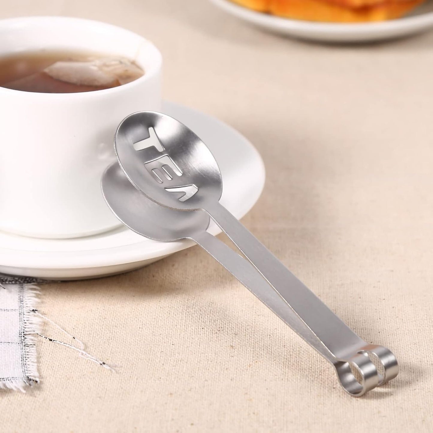 Acouto Tea Stainless Steel Tea Bag Squeezer Tongs, 12cm Lightweight Stainless Steel Teabag Tongs Squeezer Strainer Grip Home Tool Bag