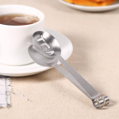 Acouto Tea Stainless Steel Tea Bag Squeezer Tongs, 12cm Lightweight Stainless Steel Teabag Tongs Squeezer Strainer Grip Home Tool Bag
