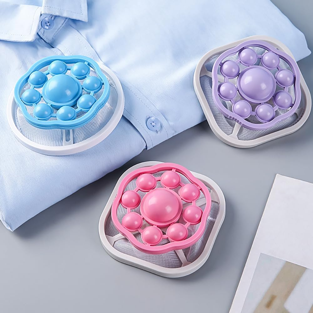 3PCS Floating Hair Filtering Mesh Removal, Reusable Lint Catcher for Washing Machine Wool Device, Pet Hair Remover Hair Filter Cleaning Mesh Bag (Mix)