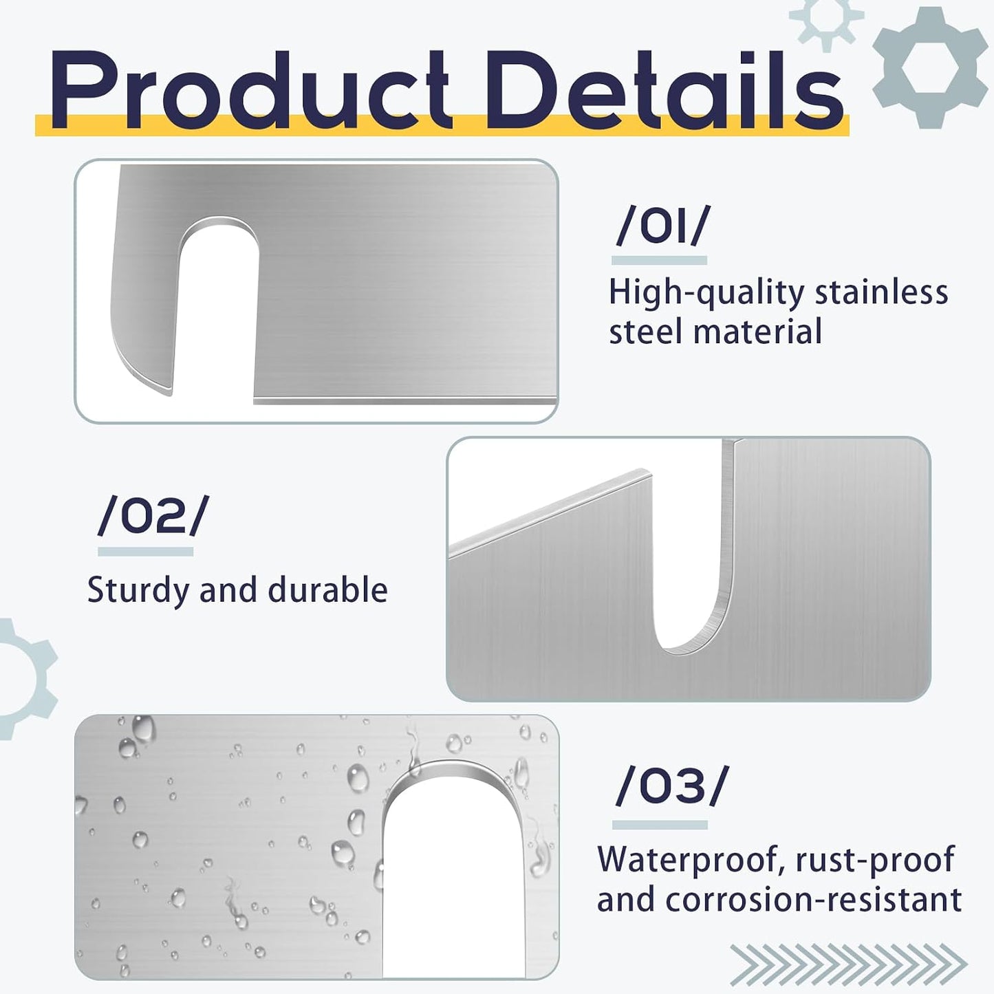 10 Pcs Hardware Door Hinge Shims Stainless Steel Metal Coated Finish Door Hinge Shim for Repair Kit (4 Inch,White)