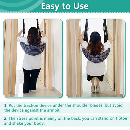 Zelen Spinal Decompression Devices Back Traction Stretcher Spine Decompression Machine Lumbar Traction Device for Lower Back Pain Relief Back Stretching Device Door Traction Pillow