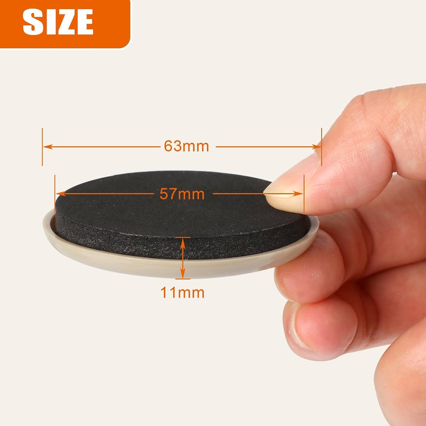 10PCS Furniture Sliders, 3 1/2" Furniture Sliders for Hardwood Floors, Reusable for Carpet, Heavy Duty Furniture Movers Sliders, Carpet, Floor Protectors (Beige)