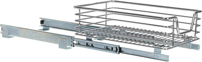 Household Essentials Glidez Multipurpose Chrome-Plated Steel Pull-Out/Slide-Out Storage Organizer for Cookware and Bakeware - 2-Tier Design - Fits Standard Size Cabinet or Shelf, Chrome