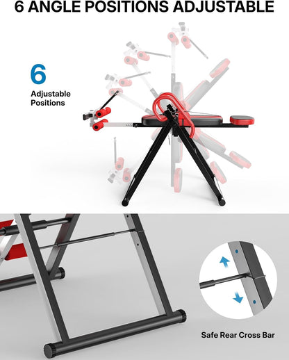 YOLEO Gravity Inversion Table for Back Pain Relief 2026 New Inversion Table w/Lumbar Support Easy to Assemble Back Stretcher Machine 300 lbs