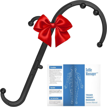 Lifelong Trigger Point Massage Tool for Pain Relief Deep Tissue, Full Body Handheld Massage Stick Hook Back Neck Shoulder Multi-Pressure Point Massager Cane for Women & Men, Black