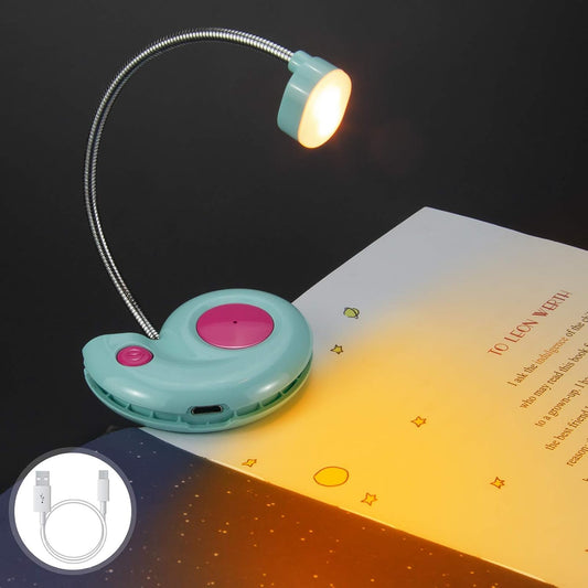 Kids Rechargeable Book Light, Clip on Reading Light for Kid, Kids Reading Lights, Amber Book Light for Reading in Bed, 2 Lighting Modes, Blue Light Blocking, Bookmark Light for Bookworms-Green