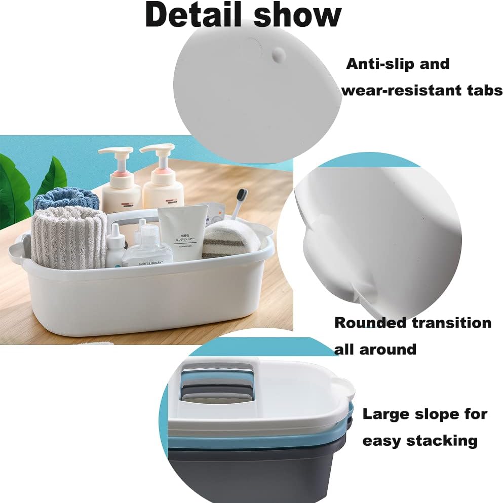 Large Plastic Cleaning Supply Caddy with Handle, Portable Cleaning Tool Storage Tote for Dorm, Bath, Pantry (Dark Grey)