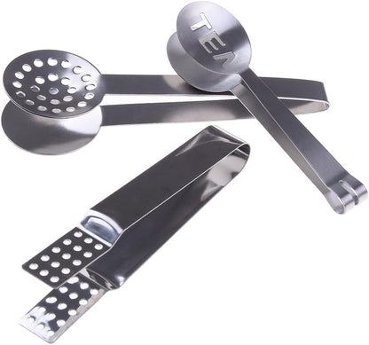 4 Pcs Stainless Steel Tea Bag Tongs Teabag Squeezer Strainer Holder Grip Metal Spoon Mini Sugar Clip Kitchen Bar Tools