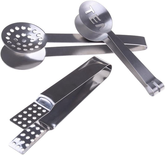4 Pcs Stainless Steel Tea Bag Tongs Teabag Squeezer Strainer Holder Grip Metal Spoon Mini Sugar Clip Kitchen Bar Tools