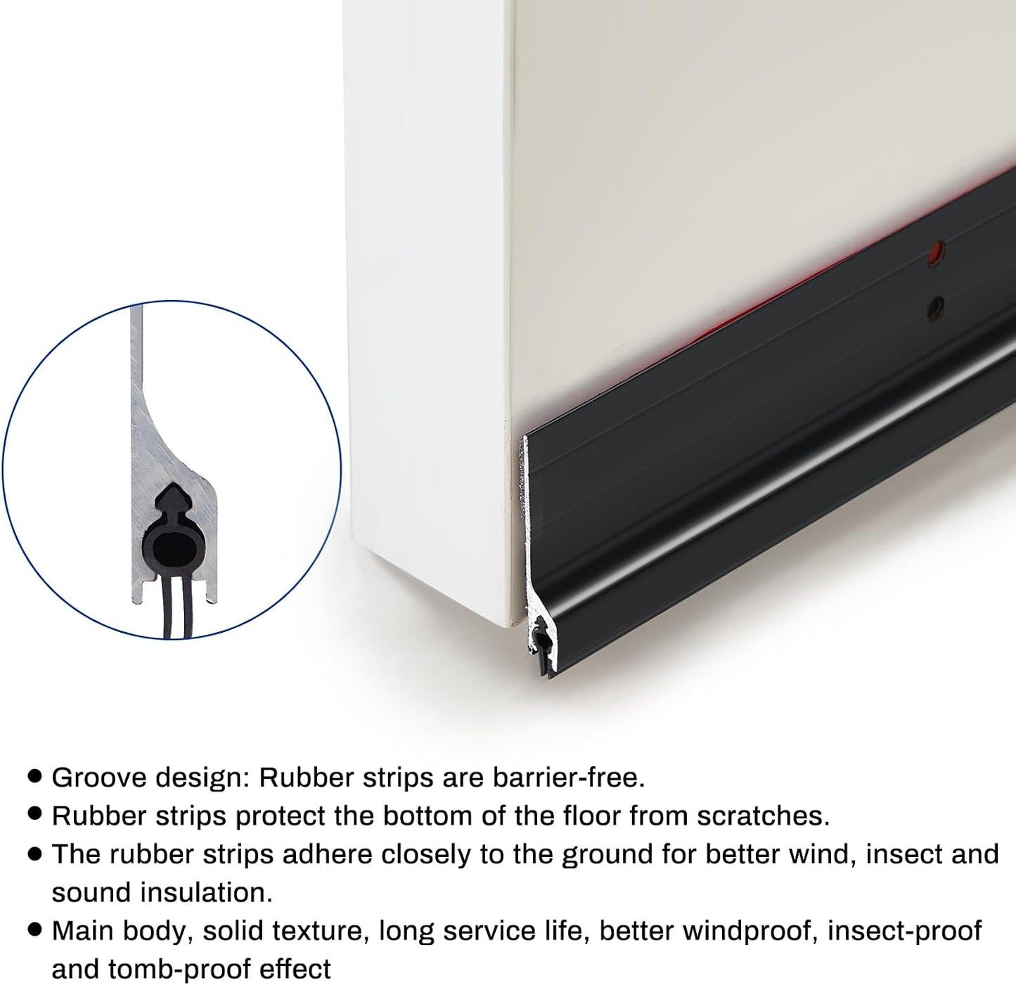 Gisafai 2 Pcs 36 Inches Door Mouse Stopper, Metal Sweep, Silver | Aluminum Strip Blocks Rodents Under Door, Reduces Noise and Drafts, Weather Seal for Energy Saving, Includes Screws