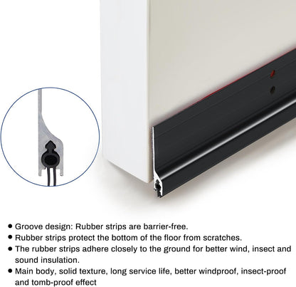 Gisafai 2 Pcs 36 Inches Door Mouse Stopper, Metal Sweep, Silver | Aluminum Strip Blocks Rodents Under Door, Reduces Noise and Drafts, Weather Seal for Energy Saving, Includes Screws