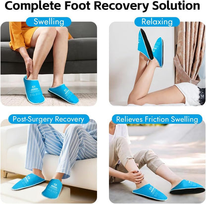 Gel Ice Pack Slippers for Foot Pain Relief, 1 Pair, Blue