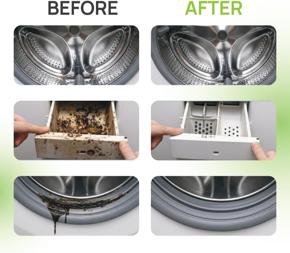 8 Pack Multi-Purpose Washing Machine & Dryer Vent Cleaning Kit | Dryer Lint Cleaner, Grout, Crevice & Lint Trap Cleaning Tools, Long Handle Laundry Brushes, For All Washers, Flexible