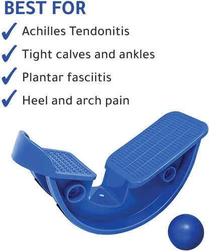 Lumia Wellness Foot Rocker with Massage Ball - Calf Stretcher for Plantar Fasciitis, Achilles Tendonitis, Shin Splints, Heel, Feet Pain Relief - Ankle Wedge Stretches Strained Leg Muscle