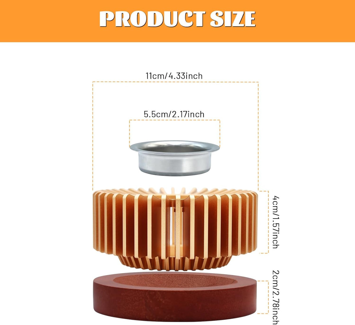 Inmorven Teapot Warmer, Aluminum Tea Warmer with Wooden Base, Candle Heater for Heating Tea, Coffee, Milk, Food,Camping and Traveling, Suitable for All Teapots-S