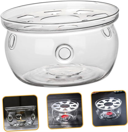 KICHOUSE Glass Teapot Warmer Base High Borosilicate Glass Desktop Tea Warmer for Home and Office Lightweight and Sturdy for Tea Lovers