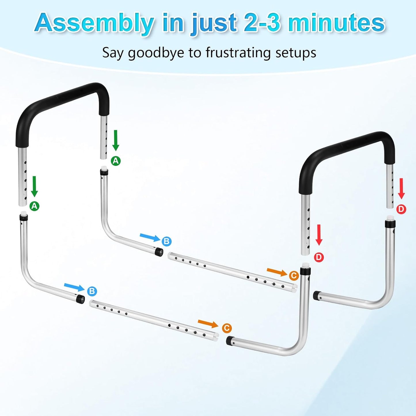 Blanket Lifter for Feet, Non-Slip Blanket Lifters for Foot of Bed, Adjustable Height with 4 Clips, Aluminum Bed Cradle for Feet Legs Ankles, Sleep Comfort & Surgery Recovery - Easy Assembly