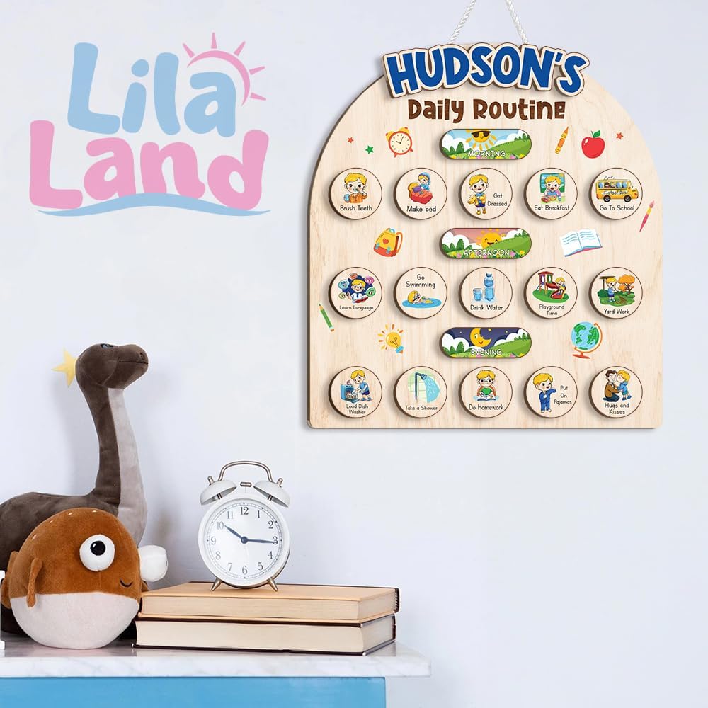 Wooden Chore Chart for Kids, Wooden Daily Routine Chart for Kids, Visual Schedule for Kids, Chore Reward Chart, Bedtime Morning Routine Chart for Toddlers