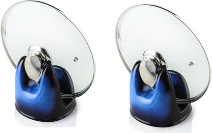 Nihow Ceramic Pot Lid Holder While Cooking for Kitchen Counter/Stove Top | Blue,Stable, Dishwasher Safe, Keep Counter Top Tidy and Clean,Water Proof,Saving Space,Heat Resistant