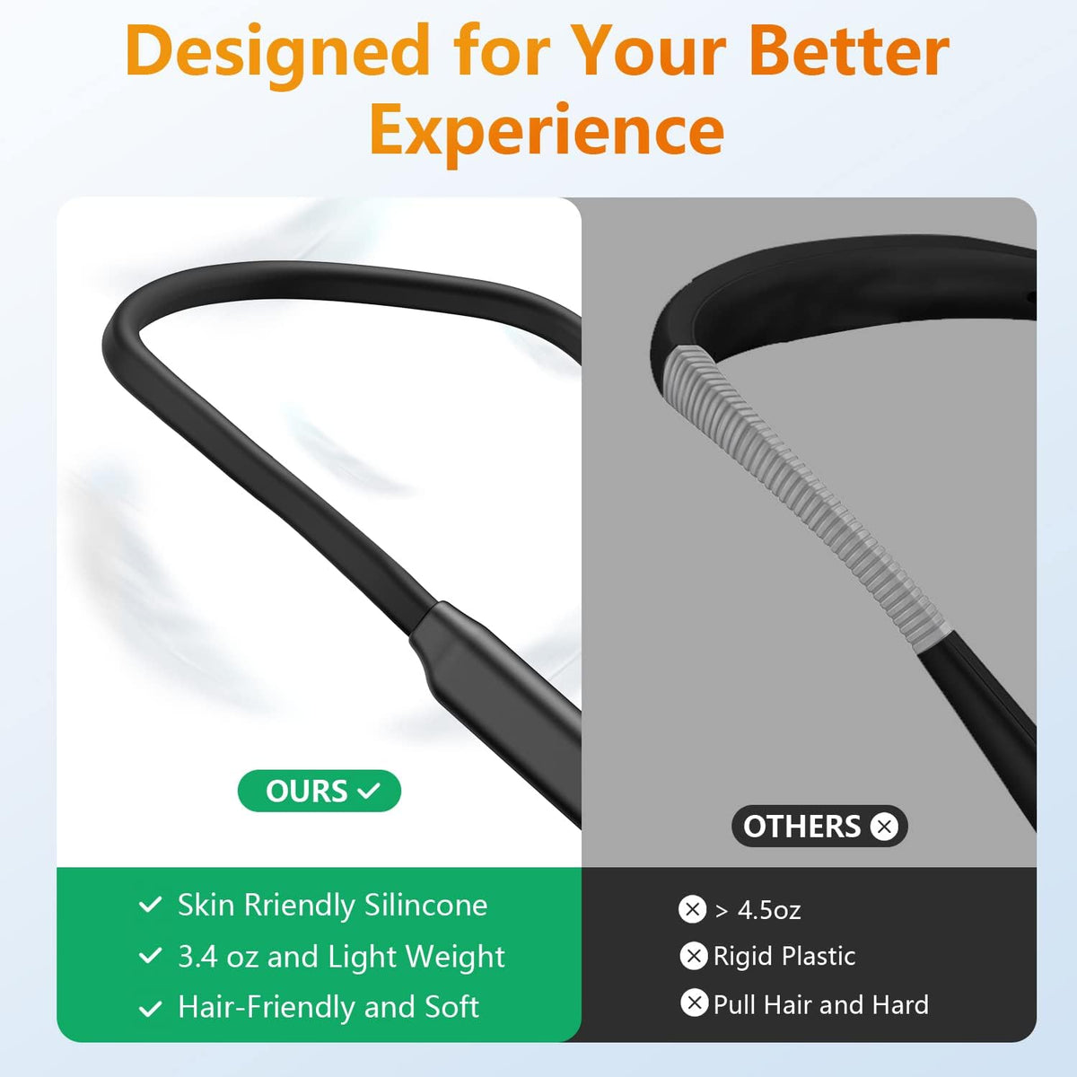 Book Light LED Neck Reading Light,Bendable Rechargeable Book Light for Reading in Bed,Eye Friendly - 3 Colors & 3 Brightness Levels Perfect for Bookworms Kids Crafts Knitting Travel (White)