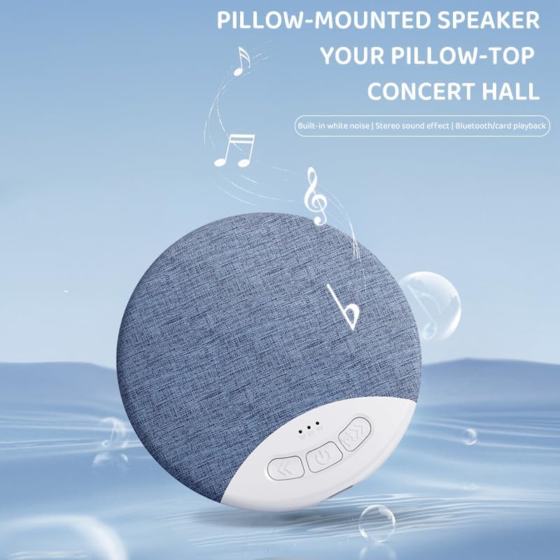 Bluetooth Pillow Speaker, Sleep Pillow Speaker for Sleeping – Mini Bone Conduction Sleep Aid with Stereo Bass with White Noise, Private Sleep Headphones for Adult Kids (Blue)