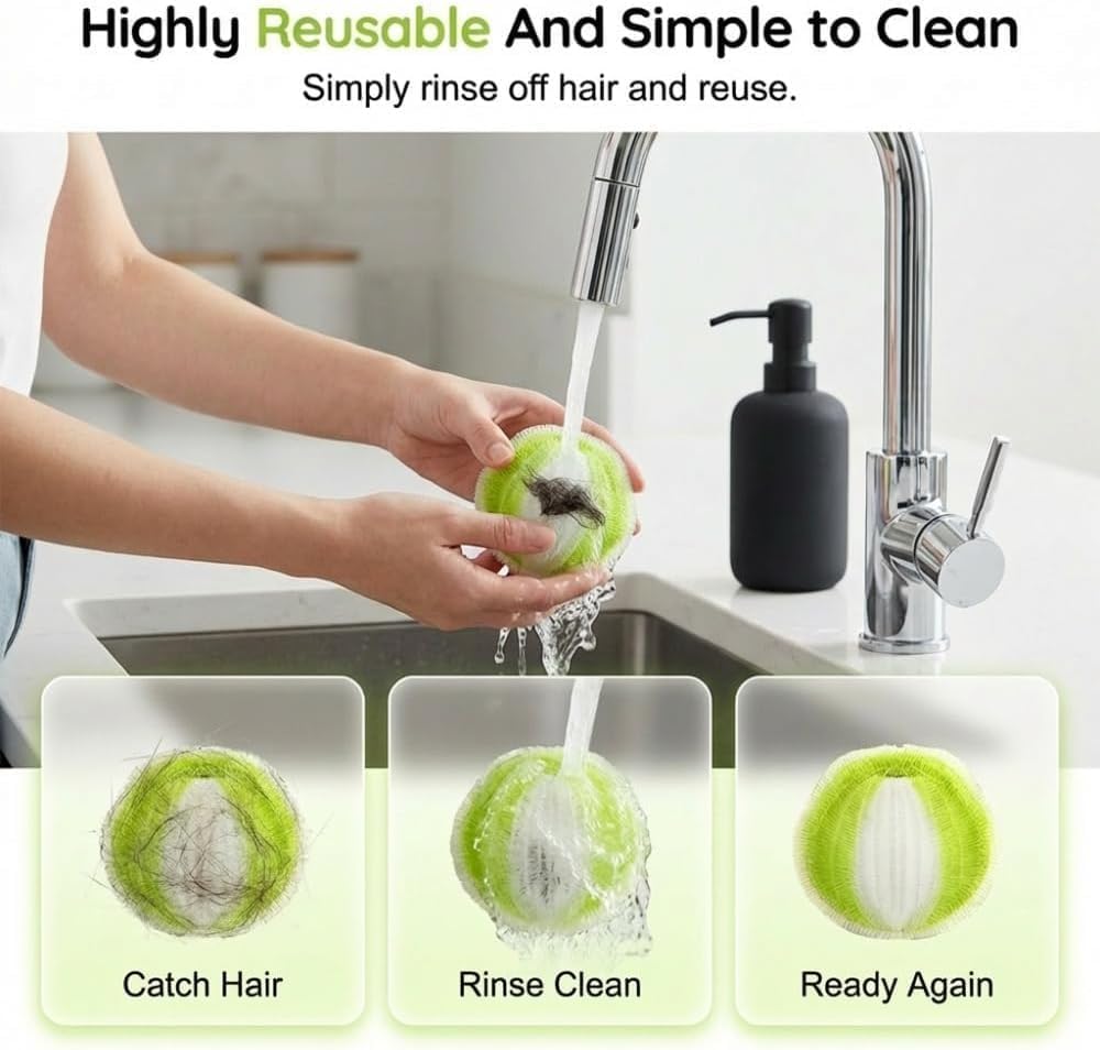 12 PCS Pet Hair Remover for Laundry, Reusable Hair Catcher | Reusable hair catcher helps reduce pet hair on clothes, bedding and blankets for cleaner laundry every wash.