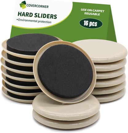 Furniture Sliders for Carpet 8 PCS - 3 1/2" Beige | Furniture Moving Sliders, Chair Leg Floor Protectors, Carpet Sliders for Furniture - Move Your Furniture Easily & Safely