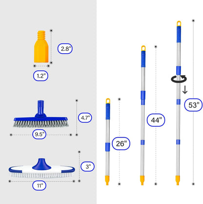 Grout & Scrub Brush Combo, Floor Scrubber with Long Handle, Multi-Purpose Stiff Bristles Cleaning Brush Set for Tile, Grout, Deck, Kitchen, Shower Floor (2 Pcs)