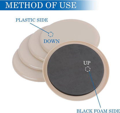 Furniture Sliders for Carpet, 8 Pcs 7" Round Furniture Moving Sliders, Heavy-Duty Furniture Movers - Reusable Carpet Sliders, Move Any Item Quickly, Easily and Safe!