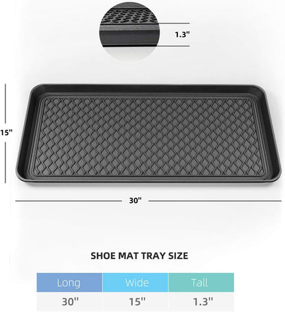 Finorder Boot & Shoe Trays, 2 Pack, 30" x 15" x 1.2", Gray | Multi-Purpose Duty Shoe Mat for Indoor and Outdoor, Plastic Pet Feeding Mat, Plastic Boot Tray for All Weather