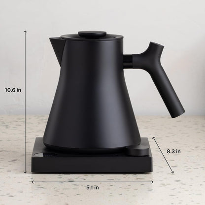 Fellow Corvo EKG Pro Electric Kettle for Tea & Coffee, 0.9 Liter | Precision Temp Control, Stainless Steel, Brew Timer, Smart Scheduling, Wide Spout, Quick Heating, Matte White, Maple Handle