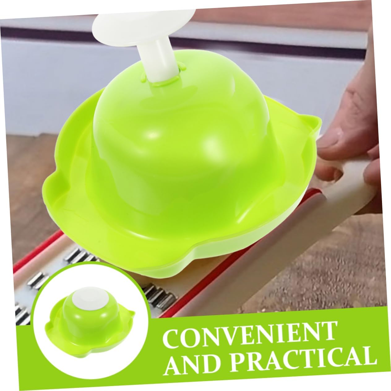 Vegetable Slicer Hand Protector Safe Food Holder for Cutting Fruits Vegetables Lightweight Grater with Pressing Handle Finger Guard for Safe Meal Prep Green