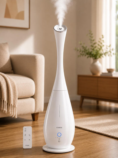 FOHERE Humidifiers for Bedroom Large Room, 5L Cool Mist Quiet Humidifier 48H Long Last for Indoor Plant, Baby, Home, Office with Humidity Sensor, Aroma Box, 3 Speed Settings, White