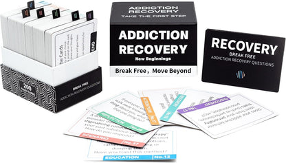 200 Addiction Recovery Cards for Engaging Group Therapy & Conversations – Icebreaker Tools for Addressing Substance Abuse, Mental Health Enhancement, and Preventing Relapse