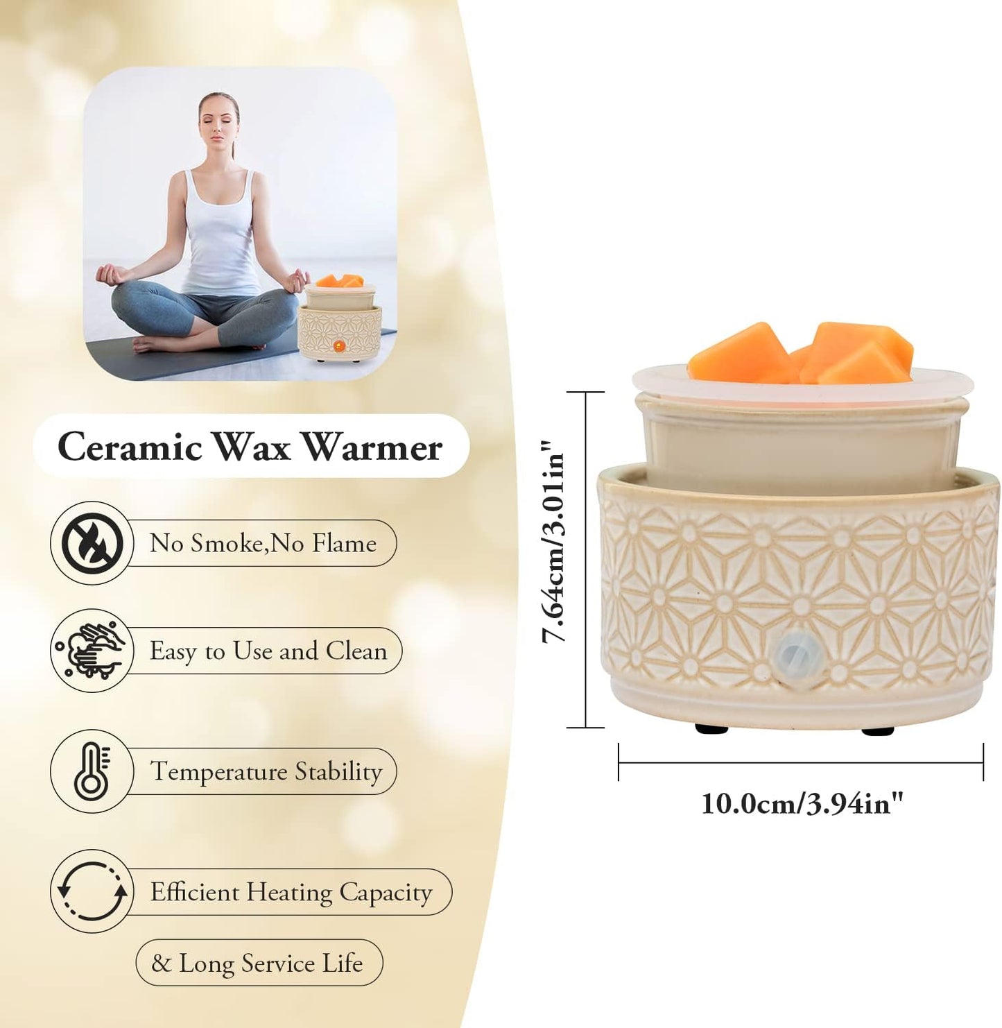 ASAWASA 2PCS Smart Candle Warmer for Large Jar, Coffee Mug Warmers, with Gravity Switch Auto Shut-On/Off, Safely and evenly Release The Aroma, Keep The Drink Warmth, Best Ideals Valentines Day Gifts