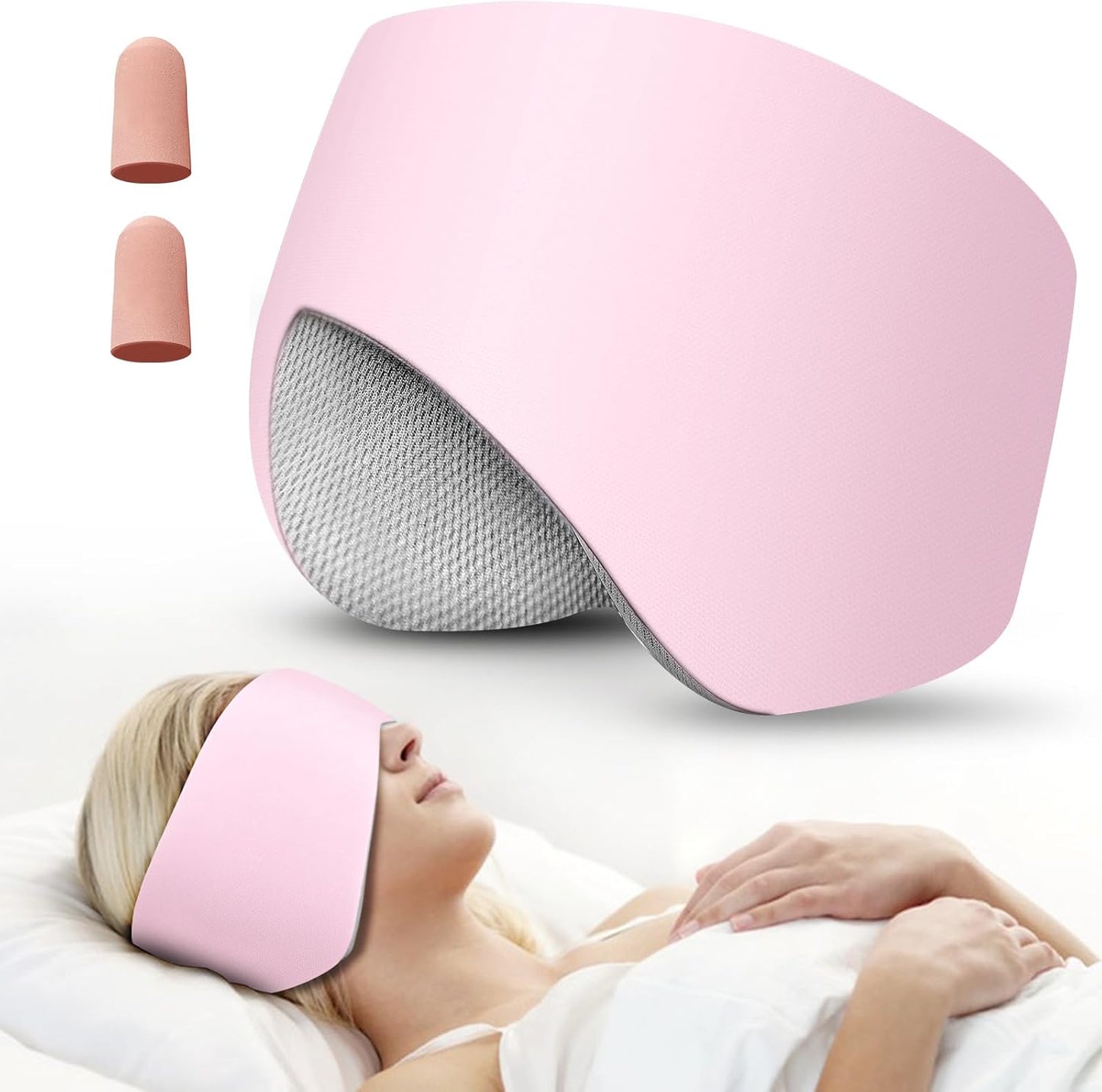 Sleep Mask, Eye Mask for Sleeping with Heads Adjustable, Earmuffs for Sleep for Men & Women, 2 in 1 Ear Mask and Blindfold, Soft Dual-Sided All-Season Eye Cover for Side Sleepers (Black)